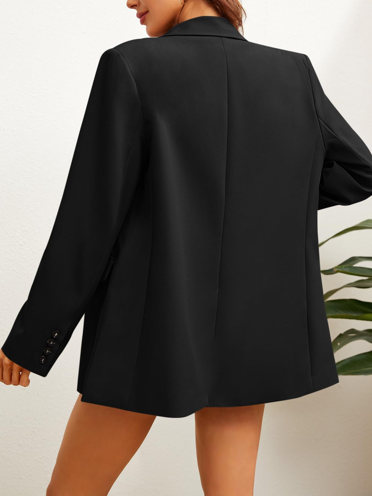 Febriajuce Womens Casual Long Sleeve Lapel Oversized Button Work Office Blazer Suit Jacket