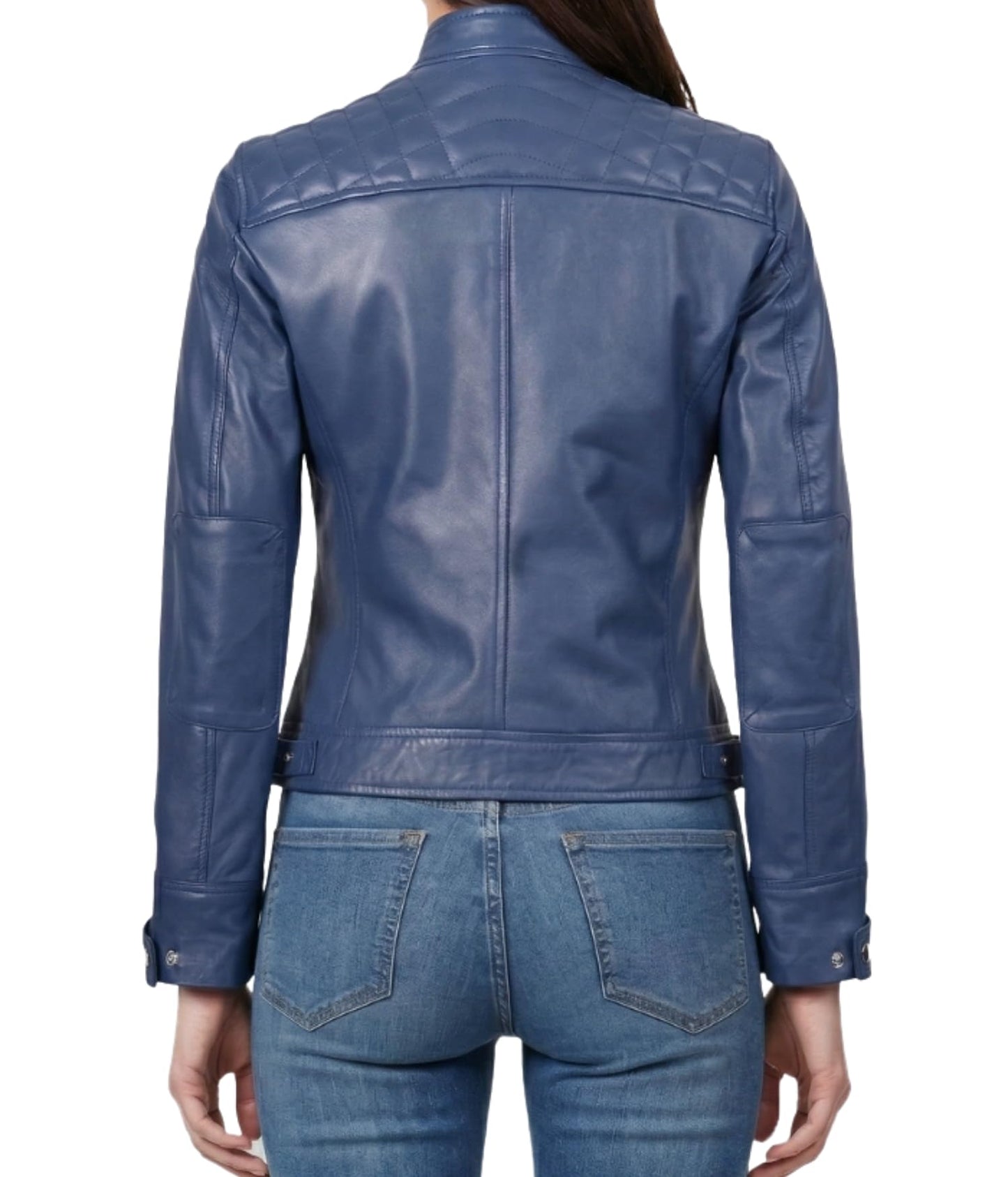 Decrum Cafe Racer Leather Jacket - Leather Jackets for Women | [1324204] D1 Blue, L