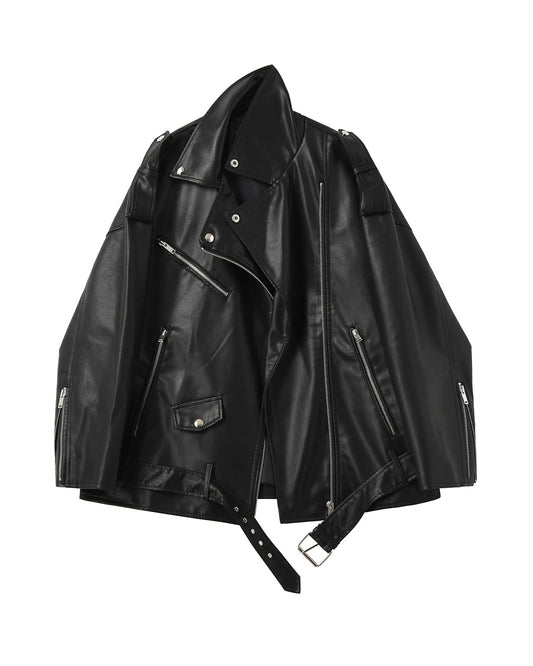 LY VAREY LIN Women Faux Leather Jacket Lapel Collar Motorcycle Zip Up Long Sleeve Motor Biker Short Coat Jacket (2123Black, L)