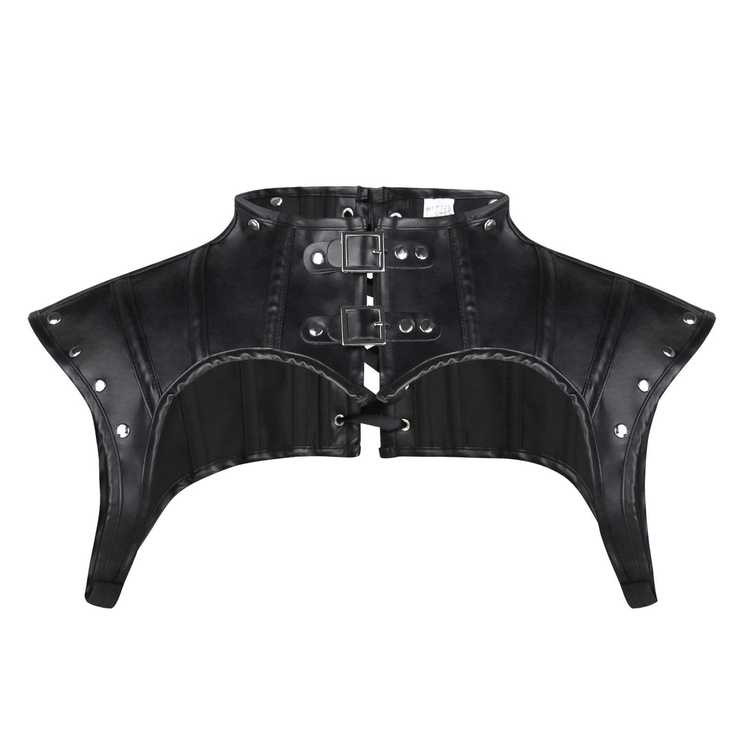 Charmian Women's Steampunk Gothic PU Leather Shoulder Jacket Shrug Armor Black Large