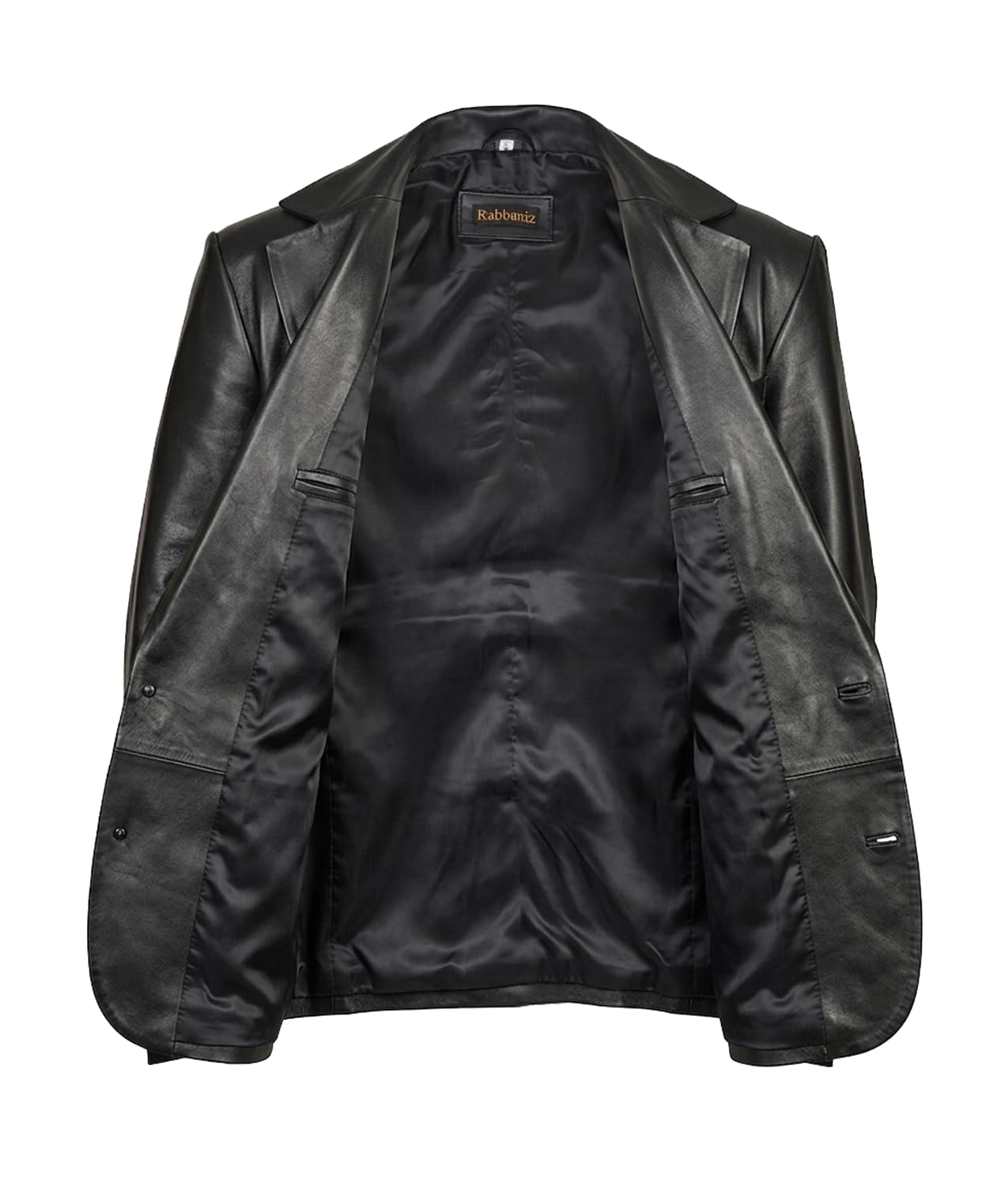 Men’s Classic Two Button Leather Blazer – Classic Notch Lapel Slim Fit Formal Jacket with Button Closure (US, Alpha, X-Large, Regular, Regular, Black)