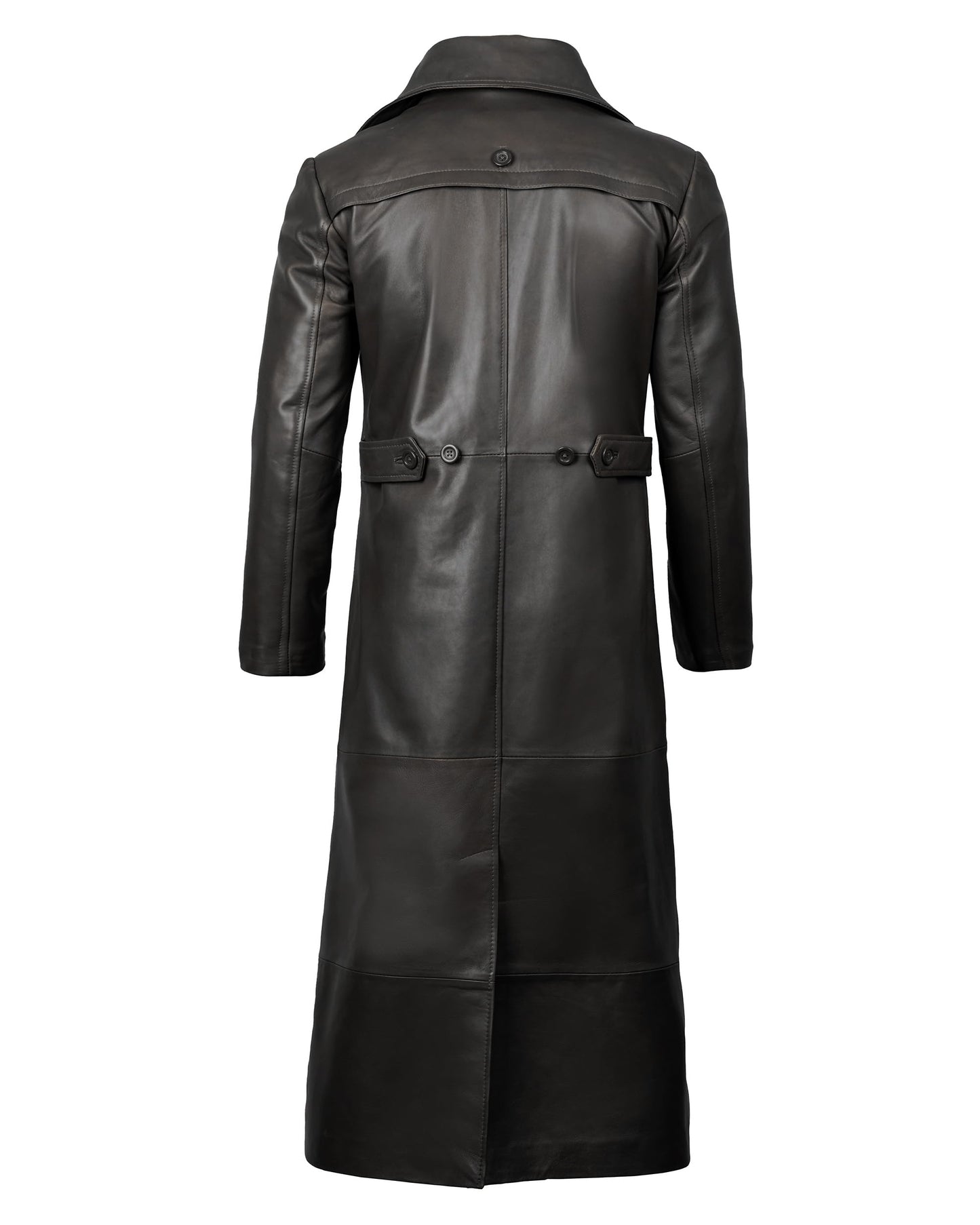 Blingsoul Black Winter Real Leather Overcoat | [1500285] Jackson Black Long Coat Jacket, XL