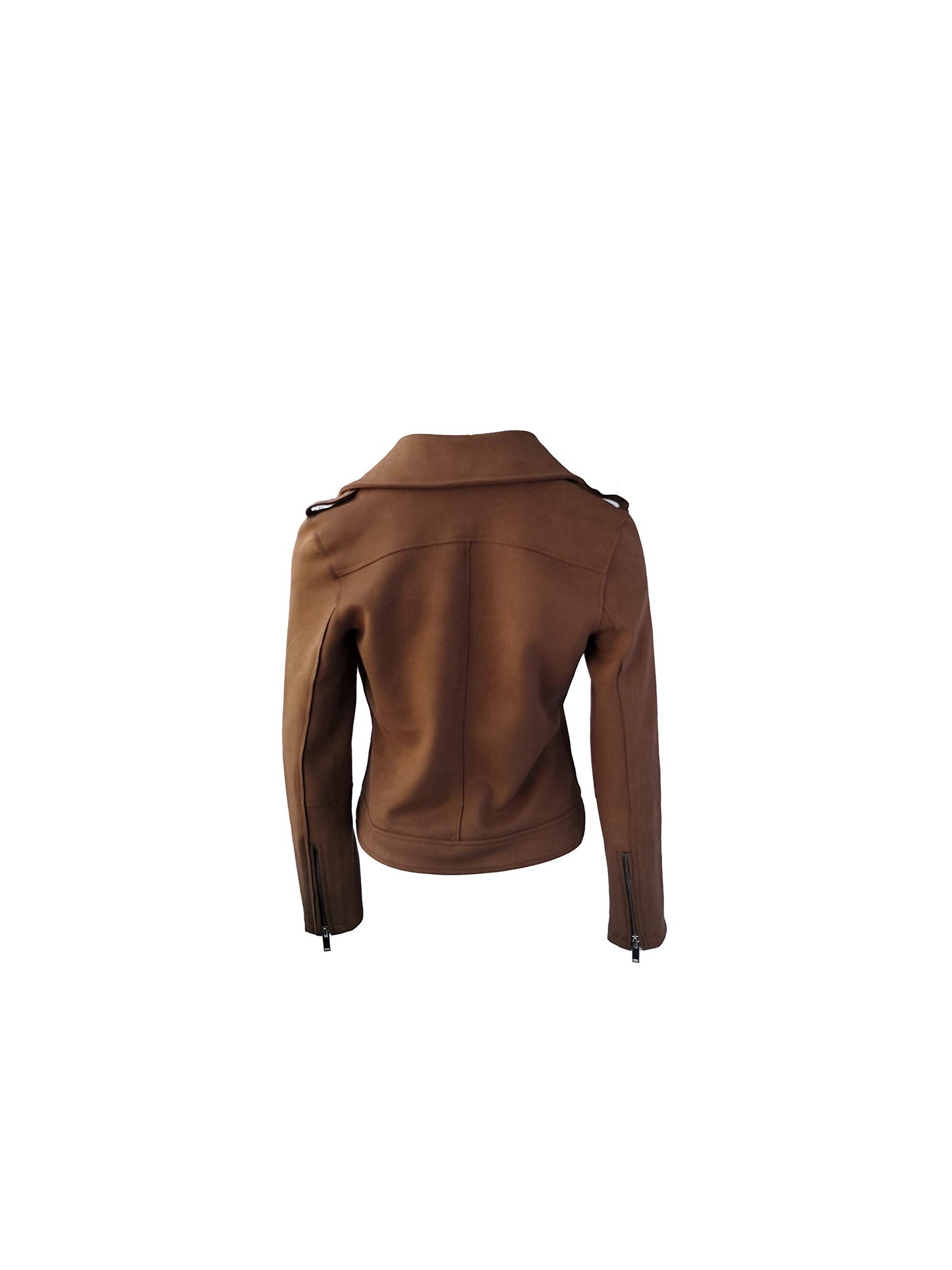 ODCOCD Faux Suede Jacket for Women Long Sleeve Zipper Up Casual Outwear (CA/US, Alpha, Medium, Regular, Regular, Coffee)
