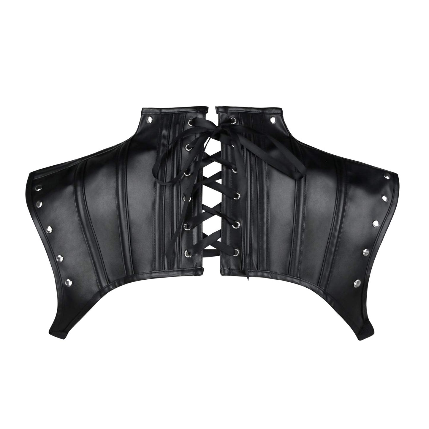 Charmian Women's Steampunk Gothic PU Leather Shoulder Jacket Shrug Armor Black Large