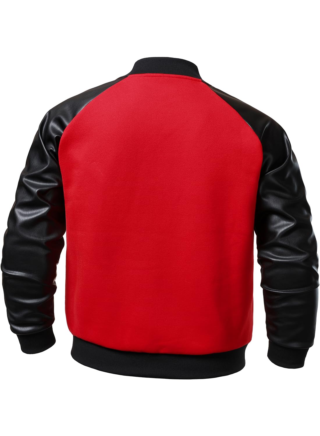 FANARCHER Men's Varsity Baseball Jacket Cotton Blend Letterman Jacket with Faux Leather Sleeve Bomber Coat