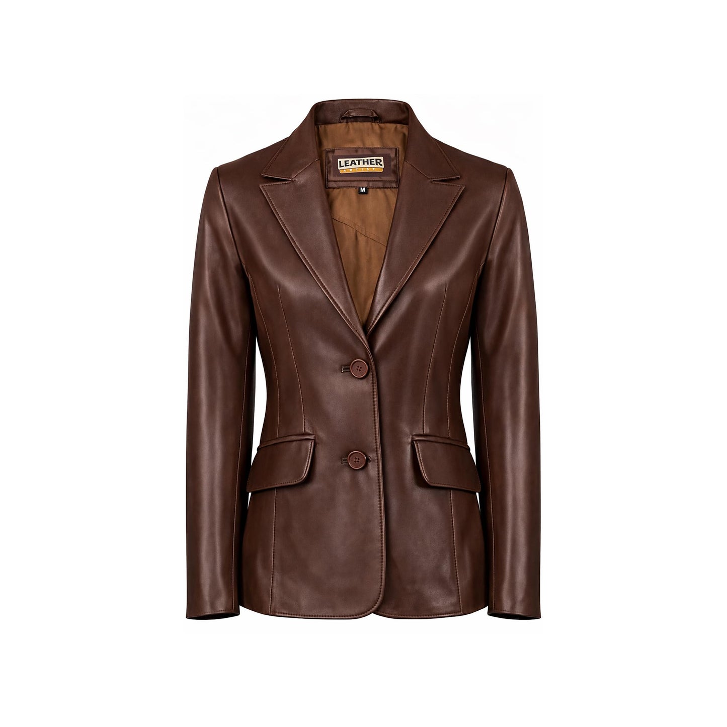 Leather Artist Everyday Leather Blazer Women Genuine Lambskin Leather Jacket Coat (LA-LC-Tan-L)