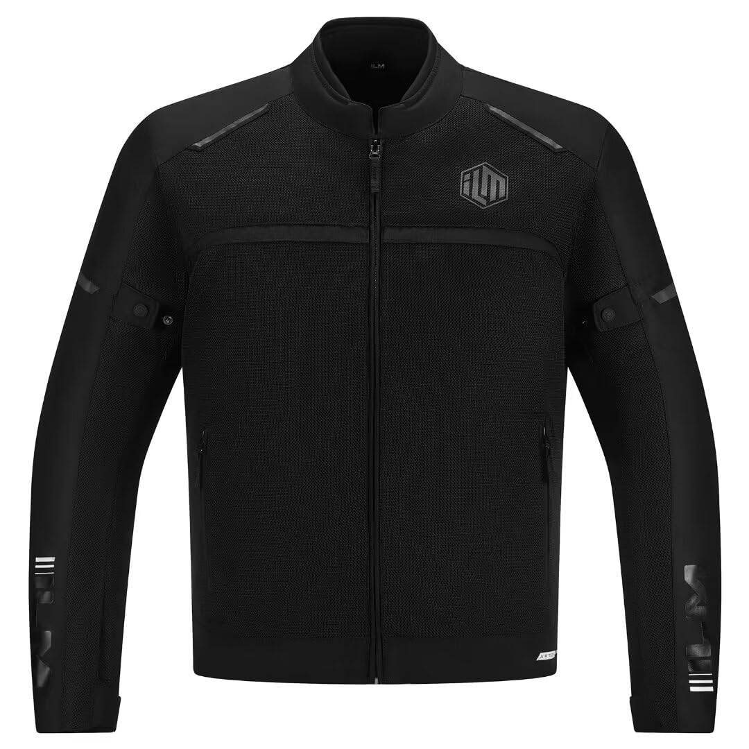 ILM Motorcycle Riding Jacket with Mesh CE Armor and Detachable Thermal Liner Dual Sport All Season for Men Model JAM1(Black, X-Large)