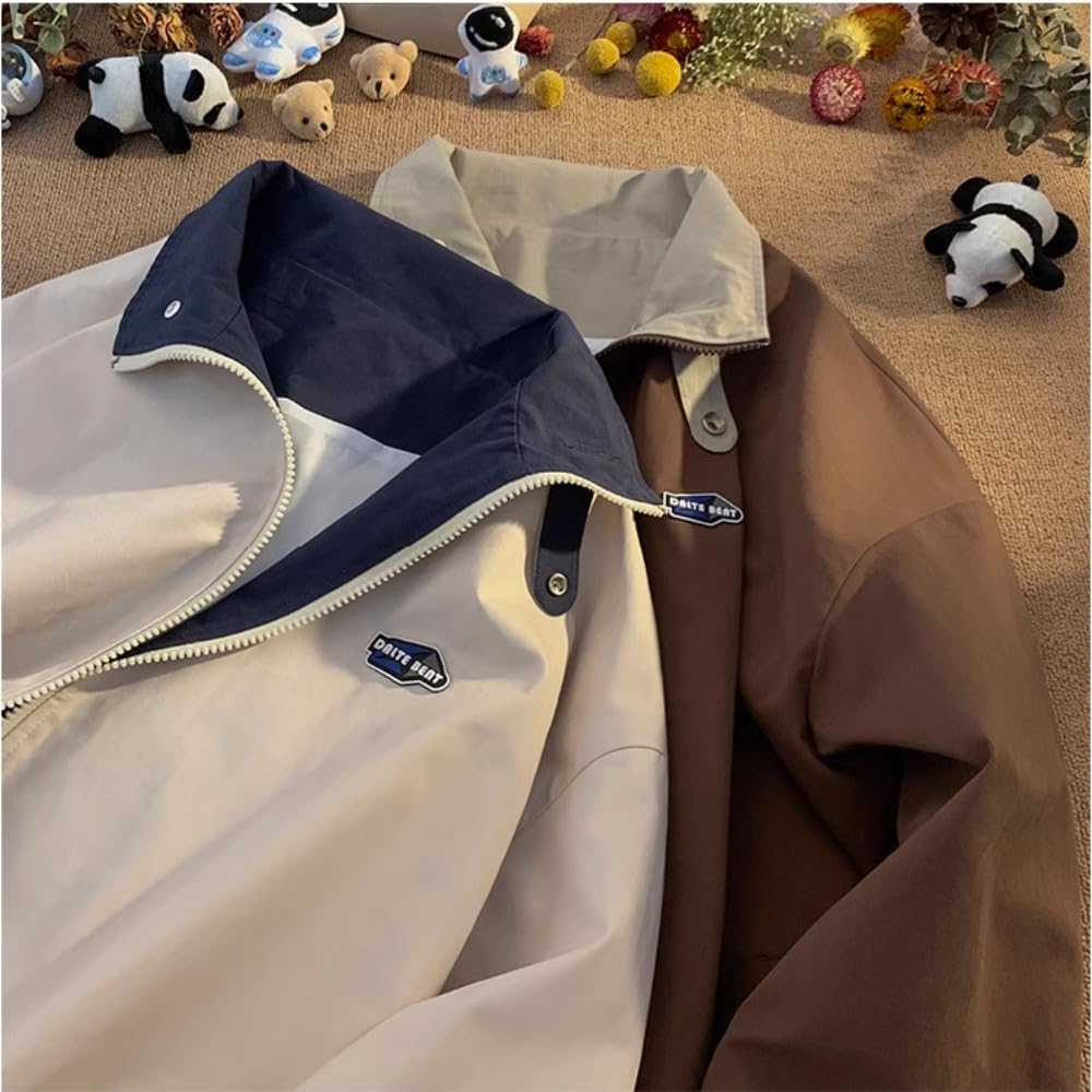 Hesaco Unisex Varsity Jacket, Letter Winter Jackets for Men and Women Streetwear Bomber Coats (US, Alpha, Medium, Regular, Regular, Brown)
