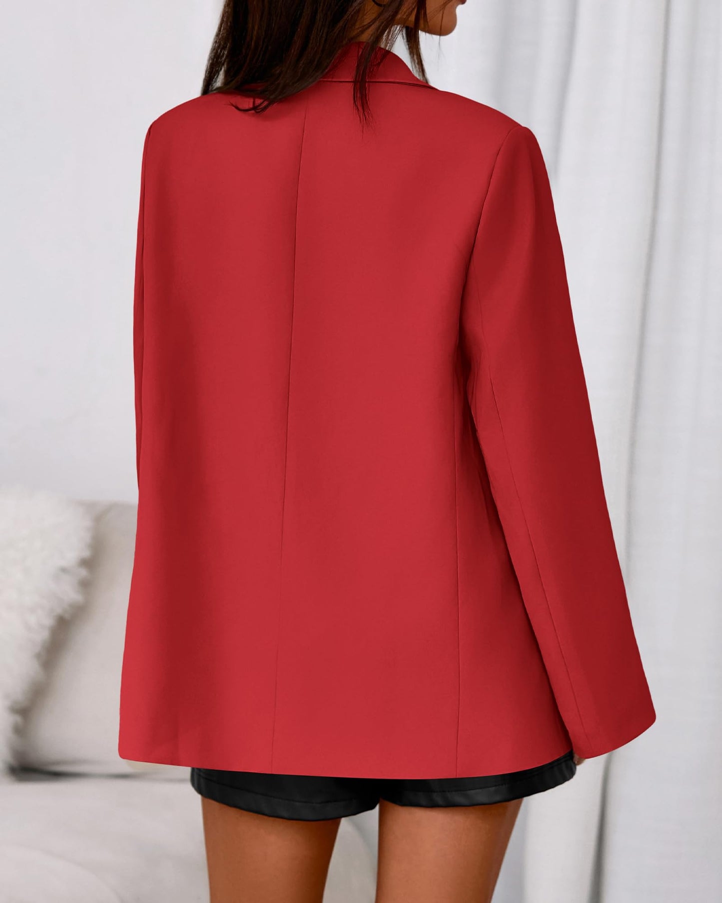 BTFBM Oversized Blazers for Women Business Casual,Red,L
