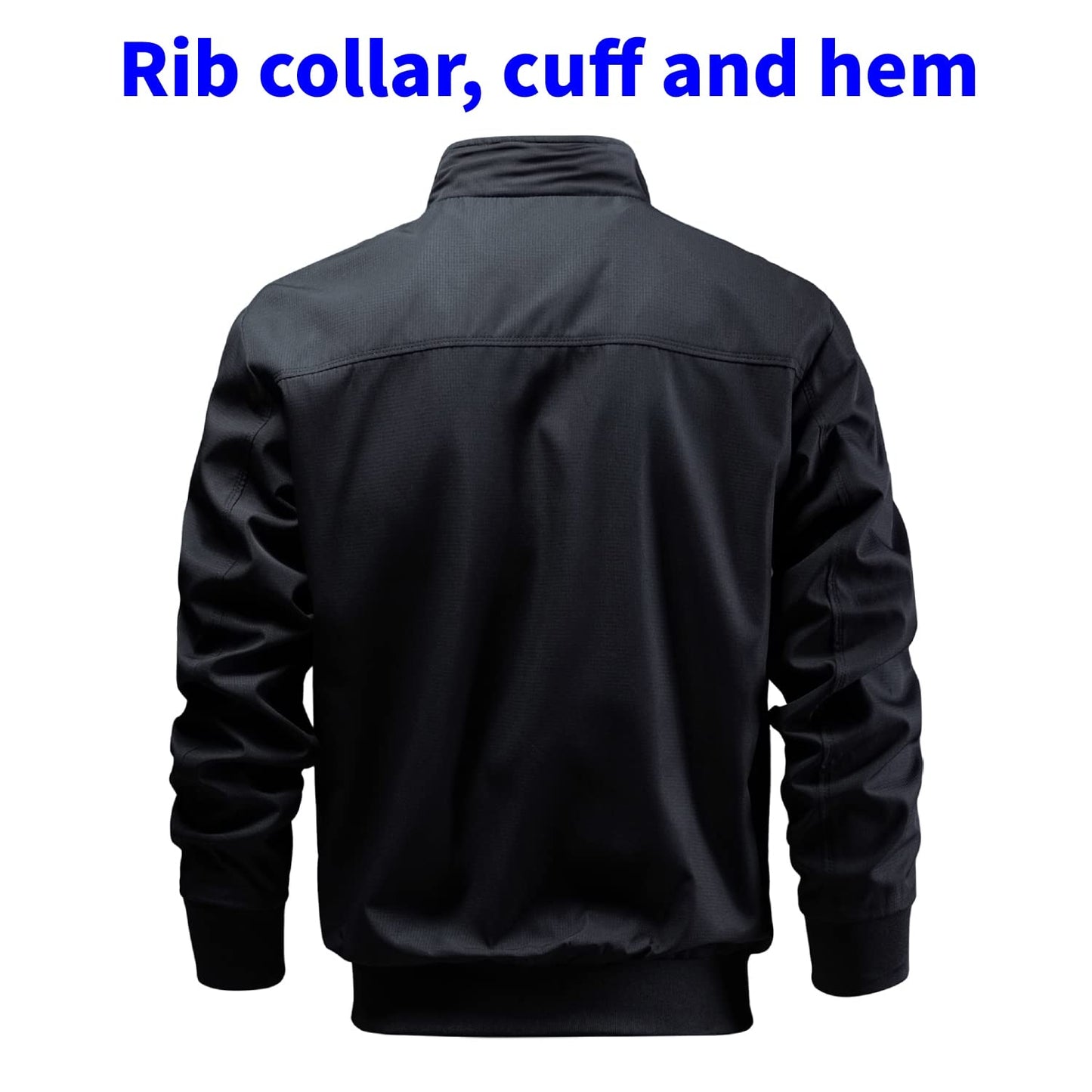 TLZC Men's Casual Jacket Outdoor Windbreaker Lightweight Softshell Flight Bomber Jackets (Black, X-Large)