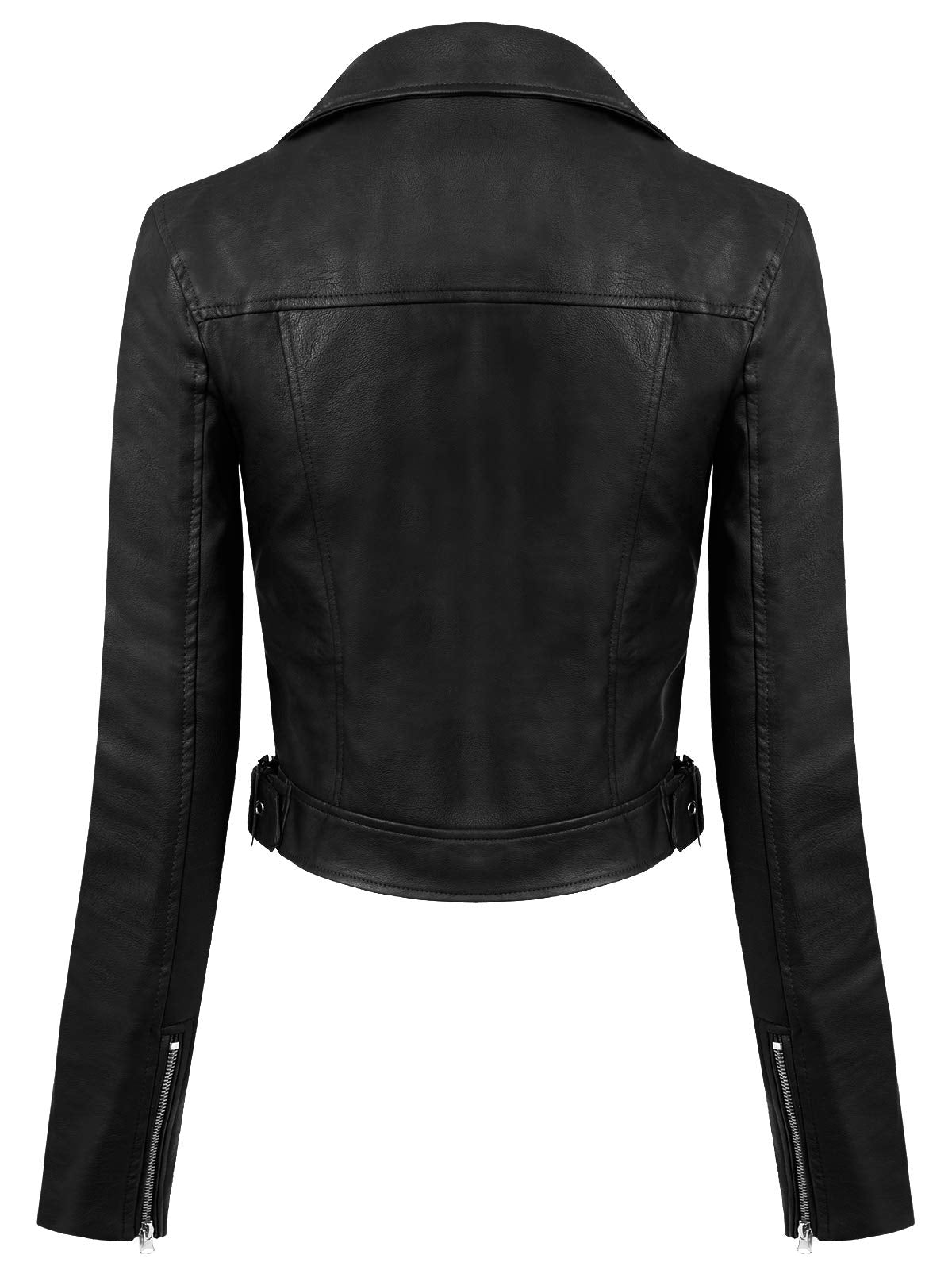 Design by Olivia Women's Long Sleeve Zipper Closure Moto Biker Faux Leather Jacket Black2 3XL