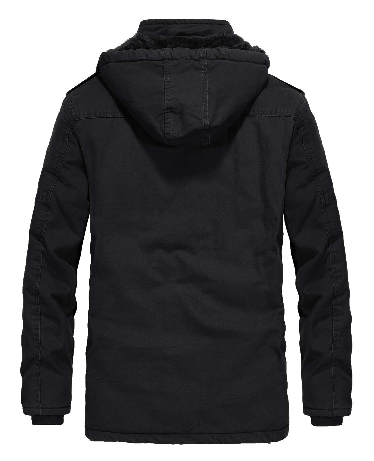 Men's Winter Thicken Coat Casual Military Parka Jacket with Removable Hood(Medium, Dark Black)