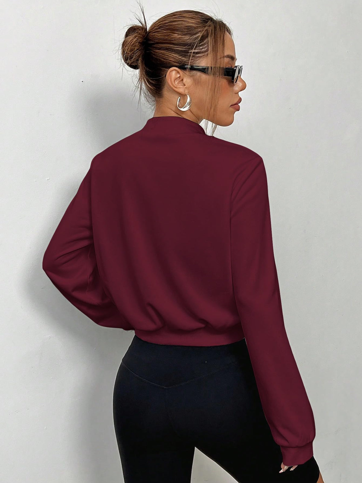 SweatyRocks Women's Lightweight Jackets Casual Zip Up Cropped Bomber Jacket