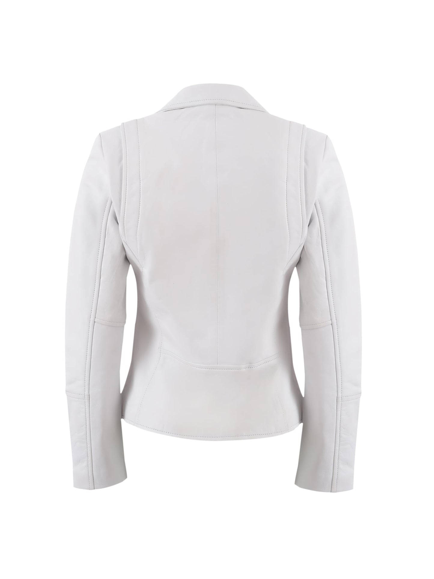 Leather Artist Women’s Real Lambskin Asymmetrical Motorcycle Jacket-Biker Style Genuine Womens Leather Jacket (LA-Biker.Wo-White-L)