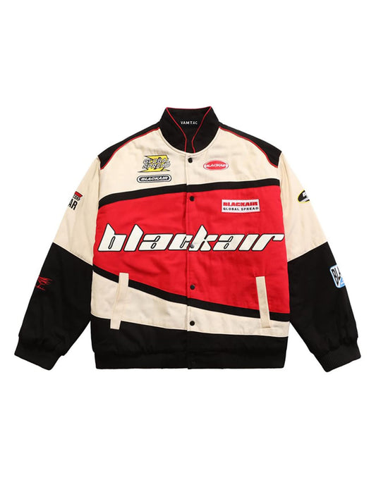 Vamtac Mens Varsity Baseball Jacket Bomber Cotton Vintage Racing Coats Streetwear with Pocket