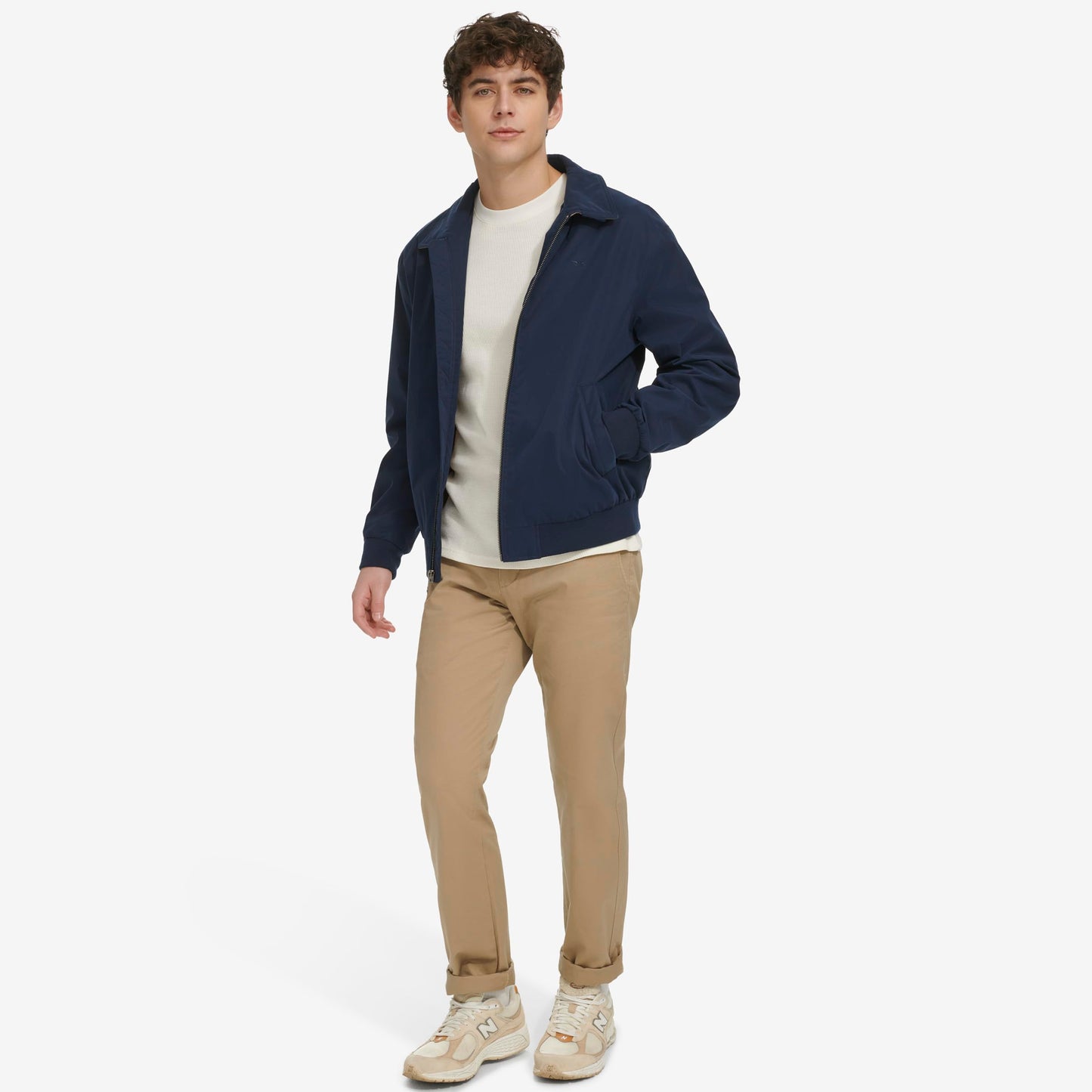 DOCKERS Micro Twill Golf Bomber Jacket, Navy Filled, M