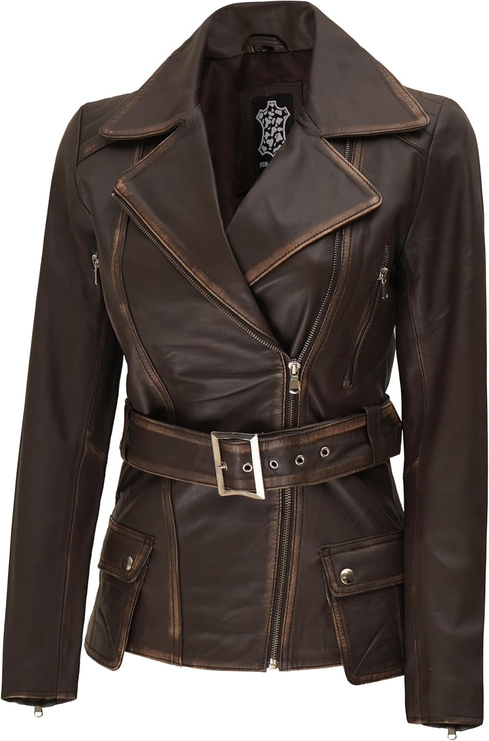 Decrum Leather Blazer Jackets - Leather Jacket for Women | [1302162] Victoria Brown, S