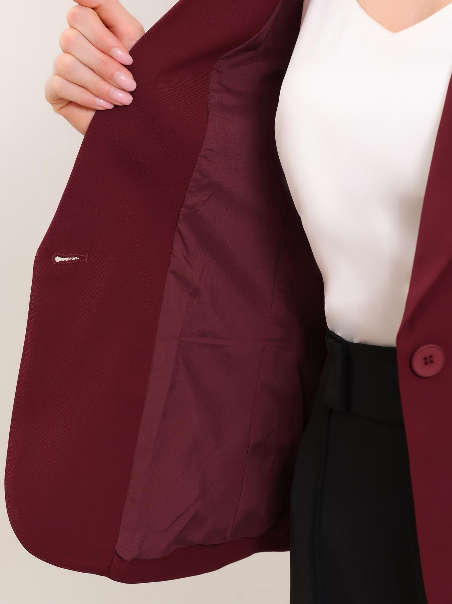 Allegra K Blazer for Women Business Casual Outfits Ruched 3/4 Sleeve Lapel Spring Dressy Suit Jackets with Pockets Medium Burgundy