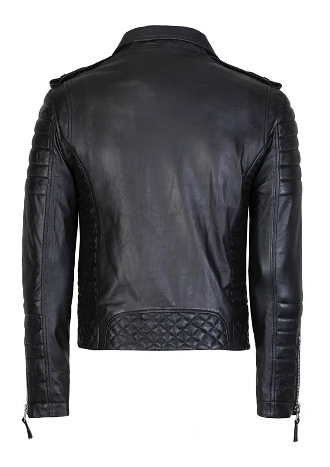 DECIMAL Men's Black REAL Lambskin Leather Biker Jacket VINTAGE GENUINE MOTORCYCLE JACKETS FOR MEN (US, Alpha, X-Small, Regular, Regular, C BLACK)