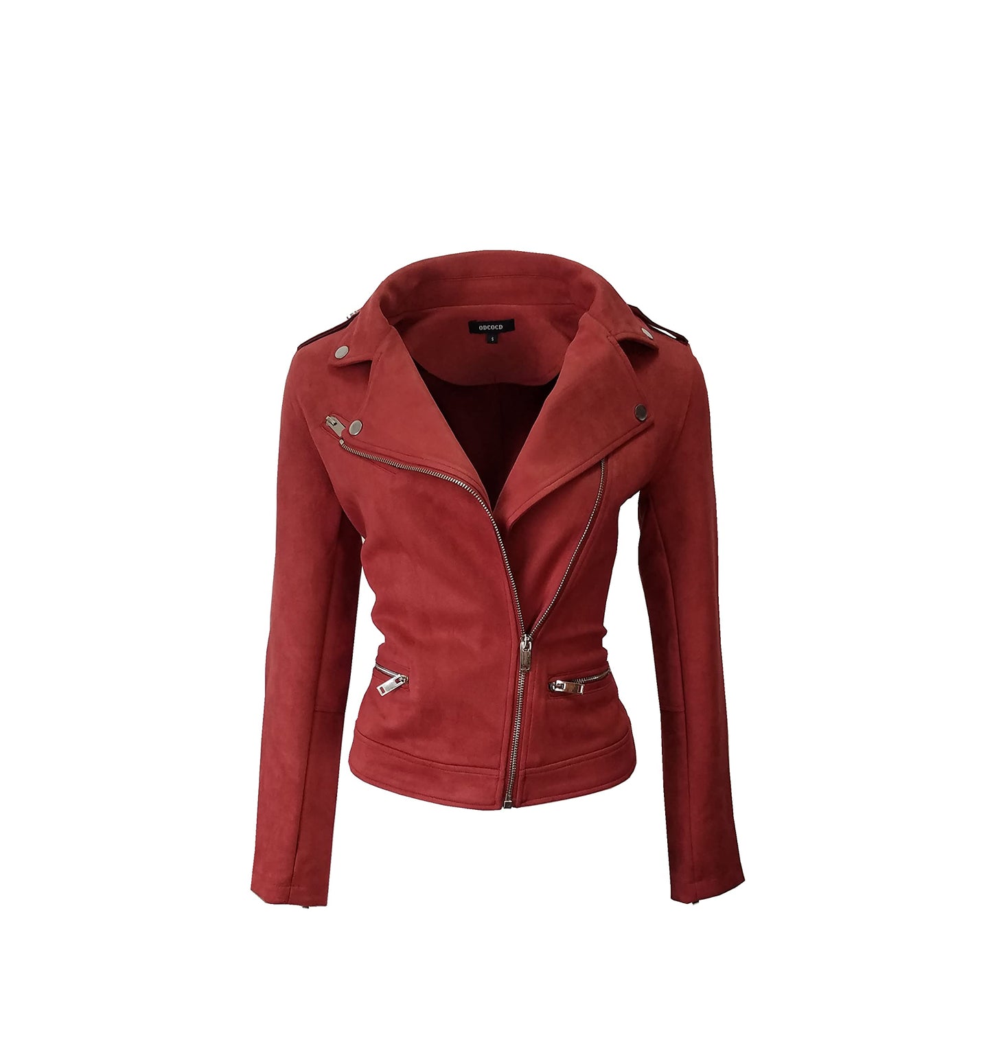 ODCOCD Faux Suede Jacket for Women Long Sleeve Zipper Up Casual Outwear (CA/US, Alpha, Large, Regular, Regular, Rust)