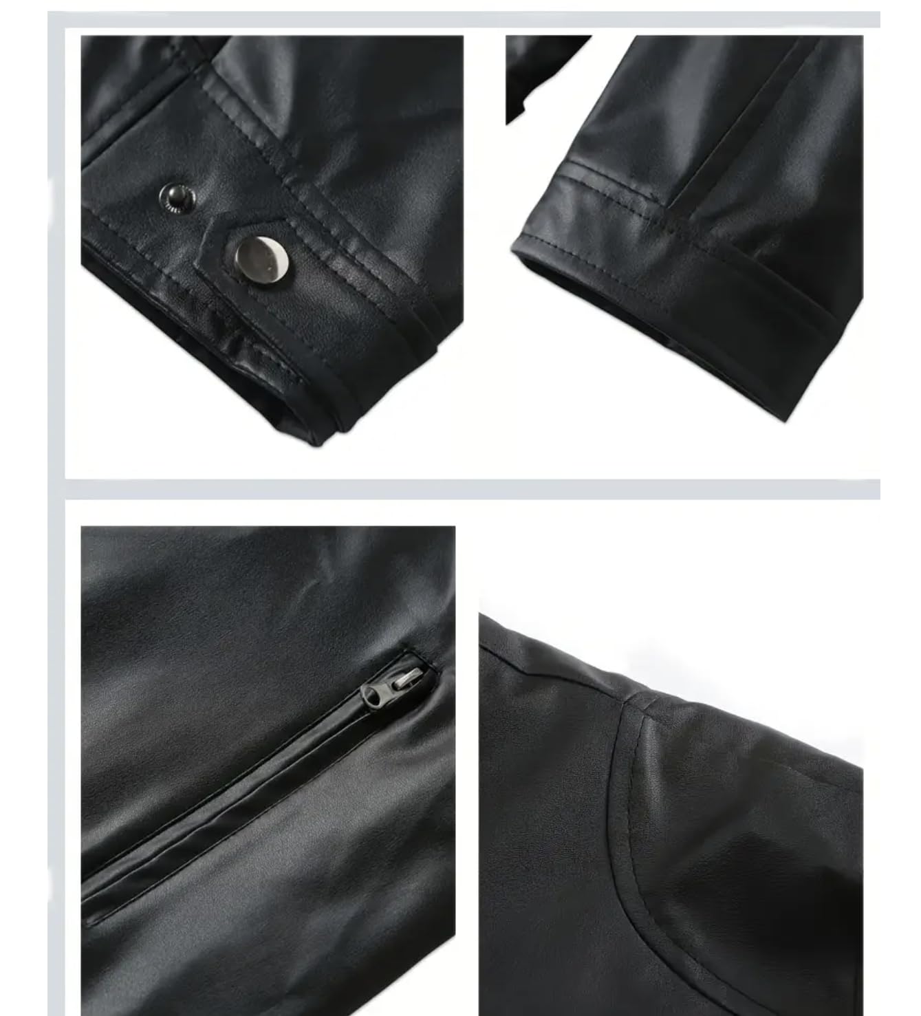 Men’s Leather Jacket Classic Biker Style Motorcycle Coat Fit Fashion Outerwear for Casual, Travel & Work Lightweight Fall & Winter Jackets for Men (US, Alpha, XX-Large, Regular, Regular, Black)