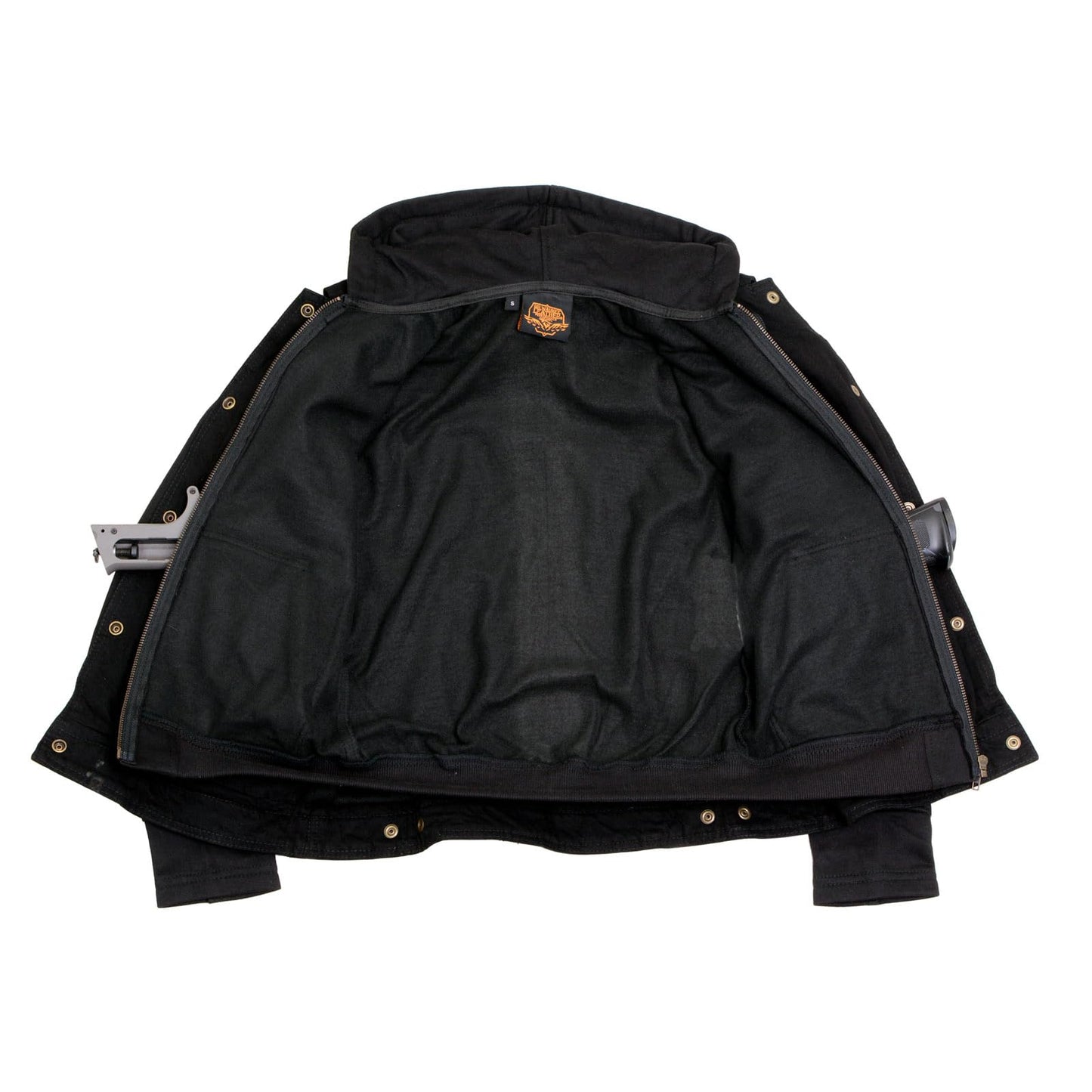 Milwaukee Leather MDL4002 Women's Black Denim 2 in 1 Shirt Style Collar Motorcycle Rider Vest W/Removable Hoodie - Medium