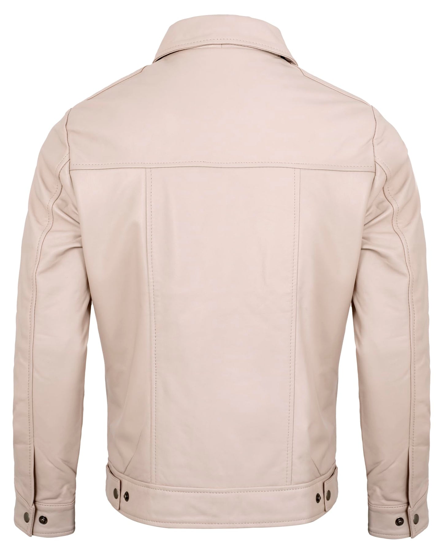 UrbanFocal Beige Leather Jackets For Men - Real Lambskin Leather Jacket Men Motorcycle | [101006805] Jhnwck Beige, XL