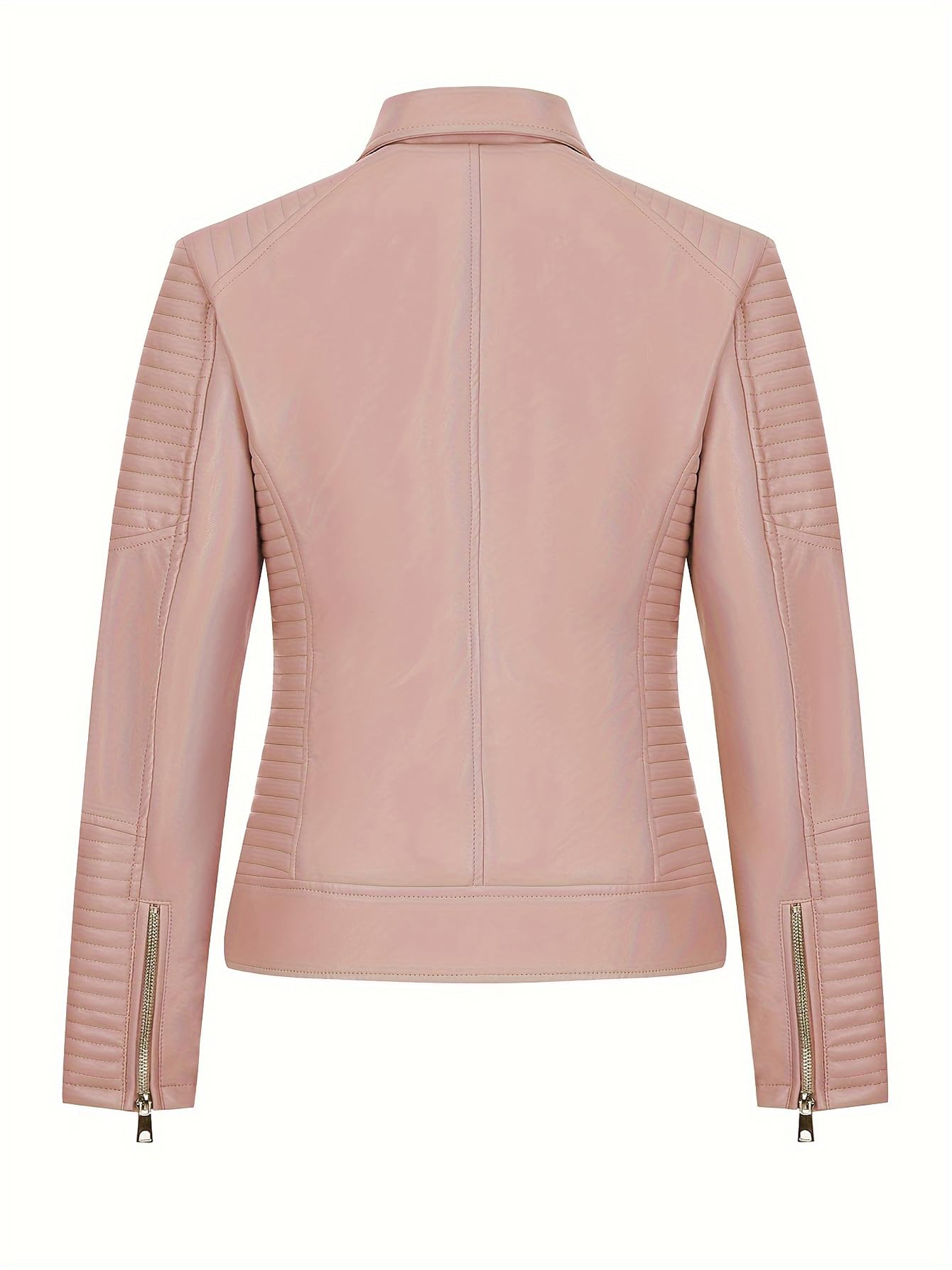 Pallivare Women's Faux Leather Jacket Spring Motorcycle Biker Clothes Outfits Short Fashion PU Casual Coat PU53 Pink S