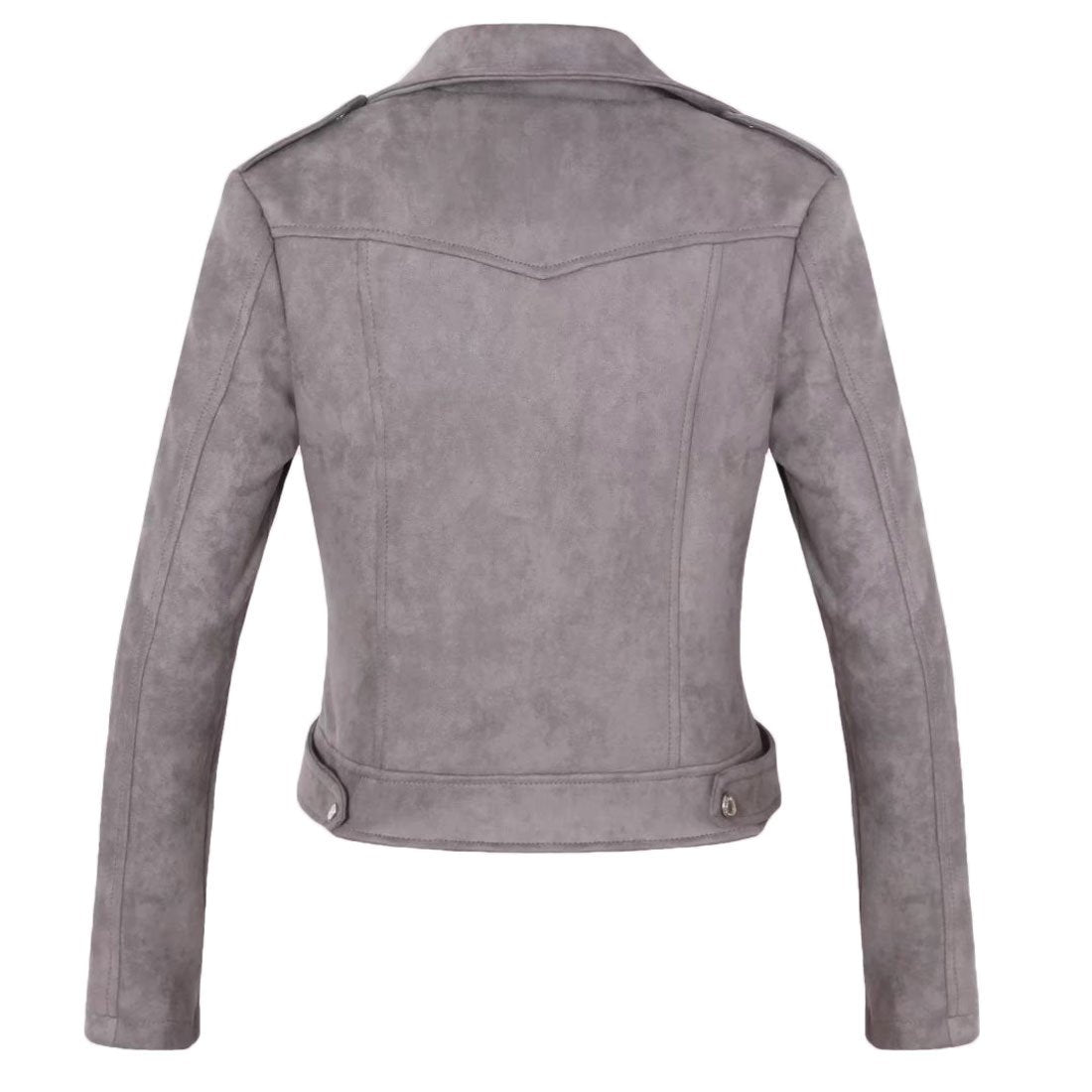 CHARTOU Women's Fall 2023 Fashion Faux Suede Leather Casual Moto Biker Jacket Coats (Small, Grey)