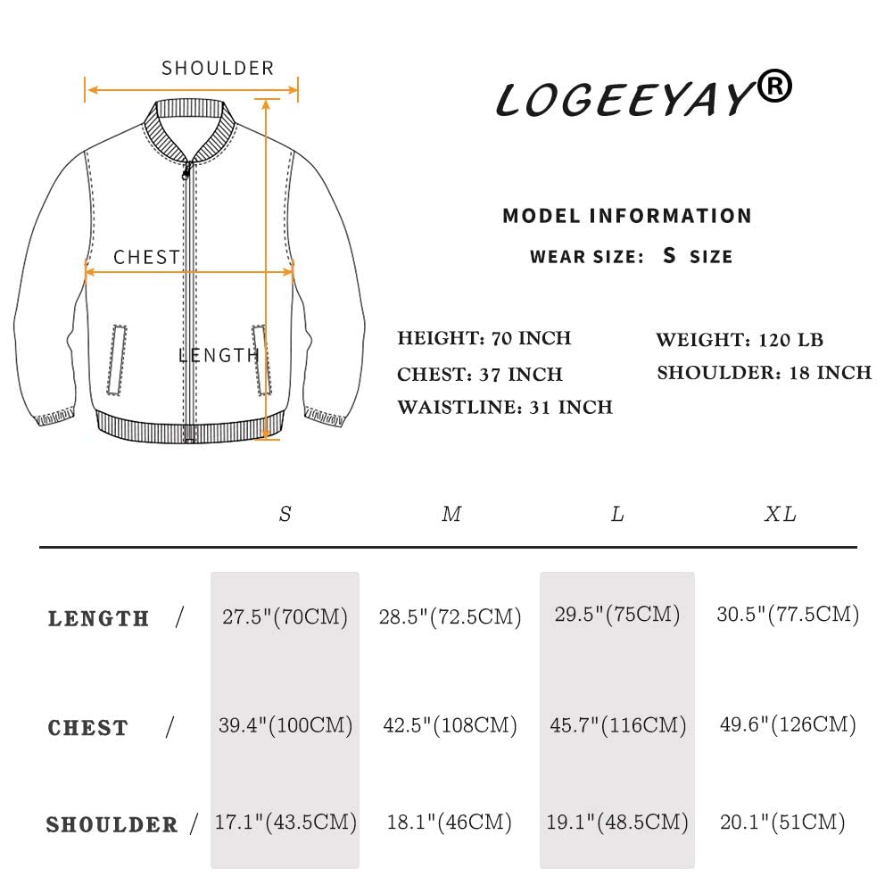 LOGEEYAR Men's Bomber Jacket Casual Lightweight Jacket Color Block Windbreaker Coat with Pocket