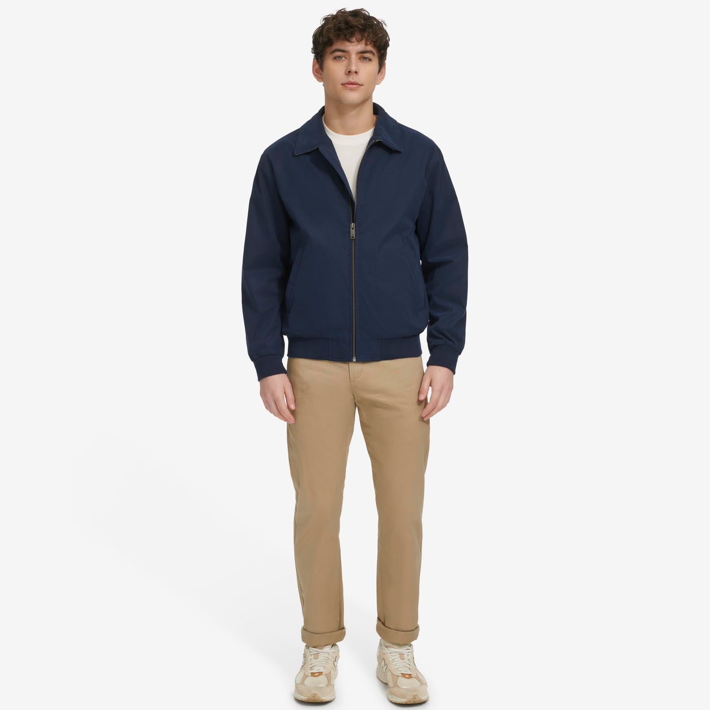 DOCKERS Micro Twill Golf Bomber Jacket, Navy Filled, M
