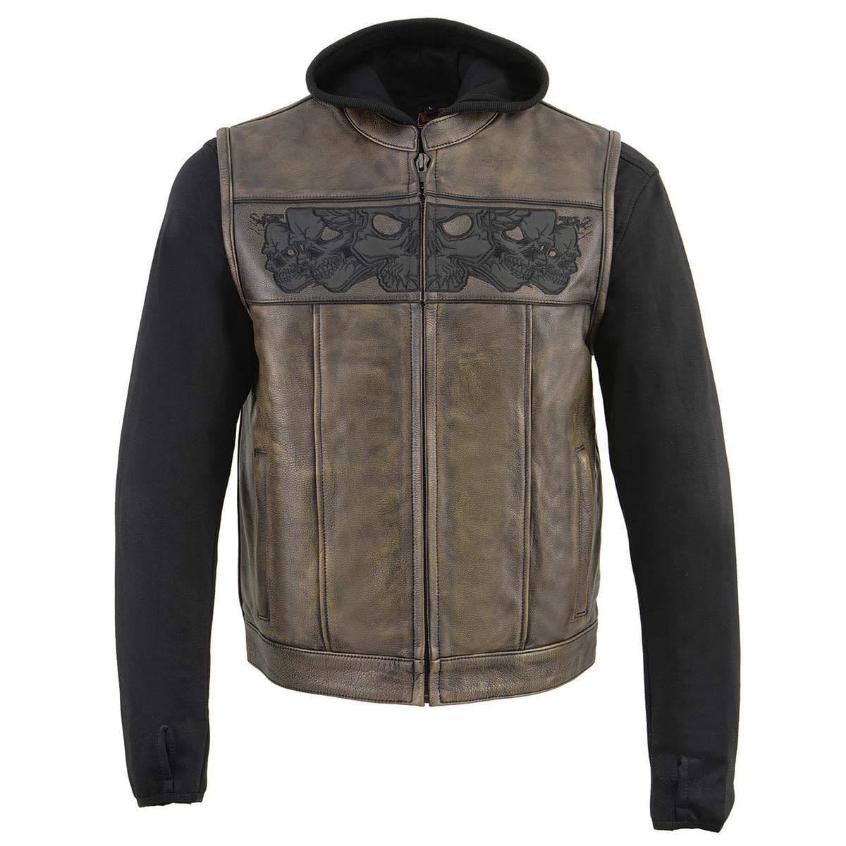 Milwaukee Leather Men's Leather Motorcycle Vest w/Hoodie - XX-Large