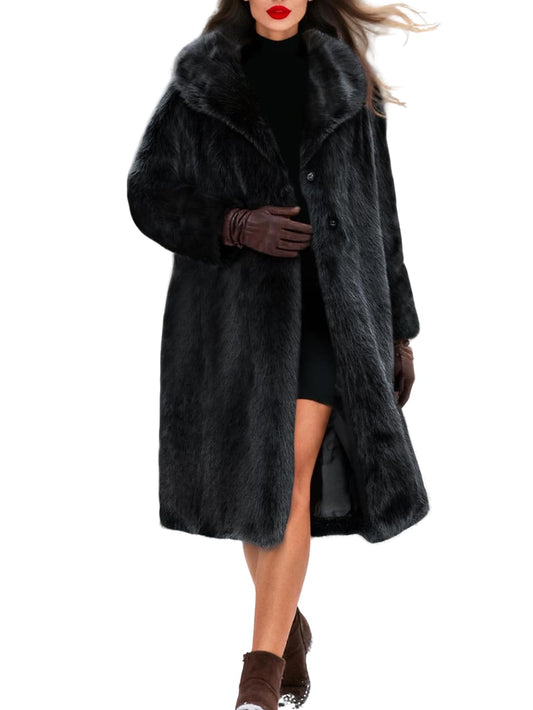 Gudasuo Faux Fur Jacket Women Zip Up Cropped Fur Coats Long Sleeve Open Front Jackets Outwear(0065 BK XL)