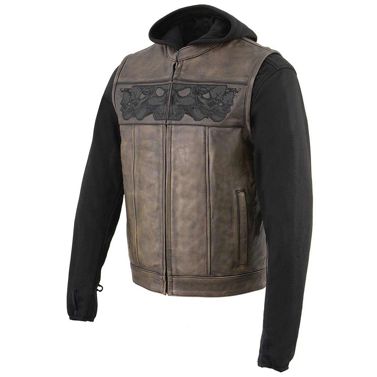 Milwaukee Leather Men's Leather Motorcycle Vest w/Hoodie - XX-Large