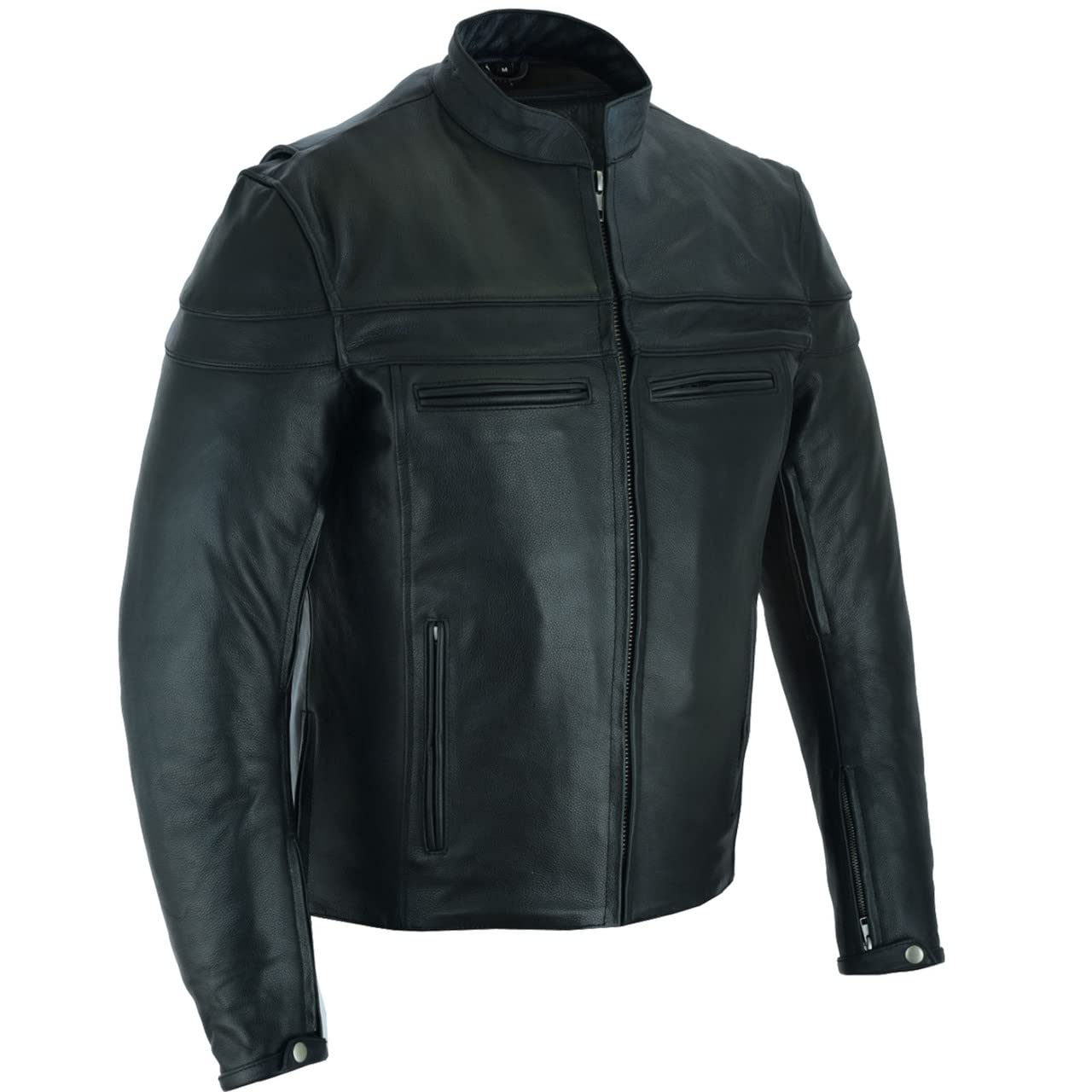 Vance Leather's Men's Premium Leather Motorcycle Racer Jacket with Vents Reflective Piping and CCW Pockets (XL)