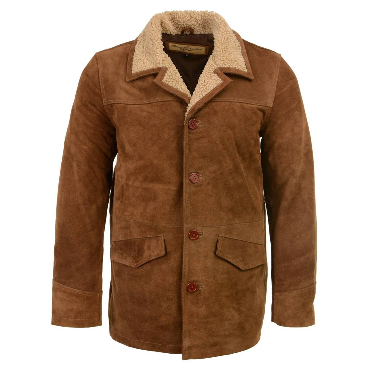 Milwaukee Leather Vintage SFM1819 Men's Western Style Long Brown Suede Leather Fashion Coat Jacket - Small