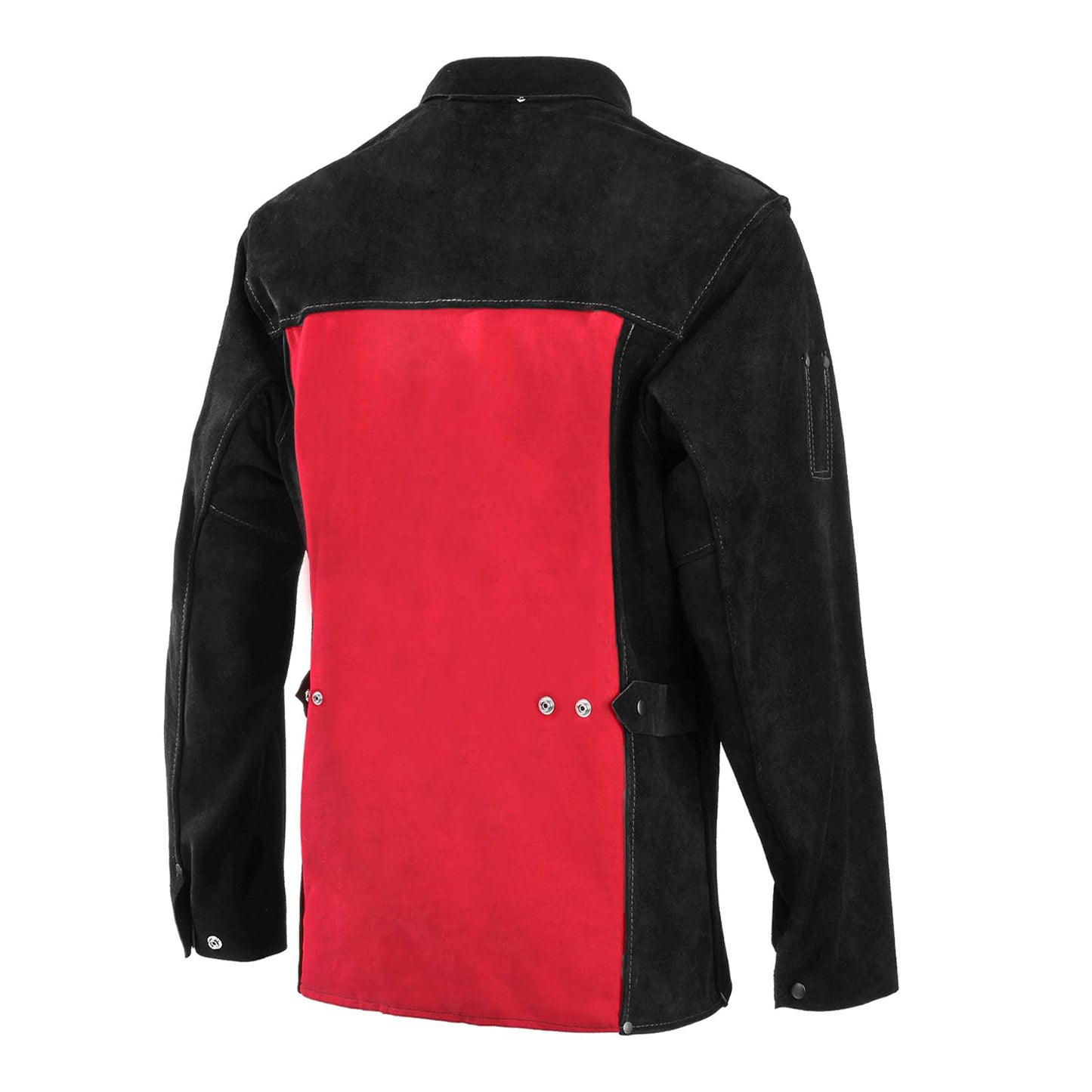 QeeLink Leather Welding Jacket - Heat & Flame-Resistant Heavy Duty Split Cowhide Leather FR Work Safety Jacket, Large, Black