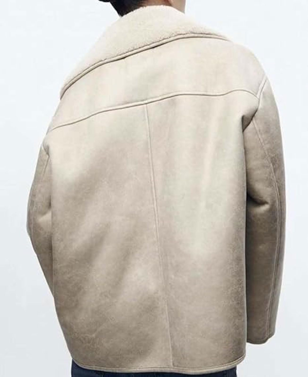 loveimgs Women Thicken Sherpa Lined Faux Suede Jacket Oversized Leather Coat Shearling Fleece Moto Jacket Biker Winter Overcoat (Medium, Beige)