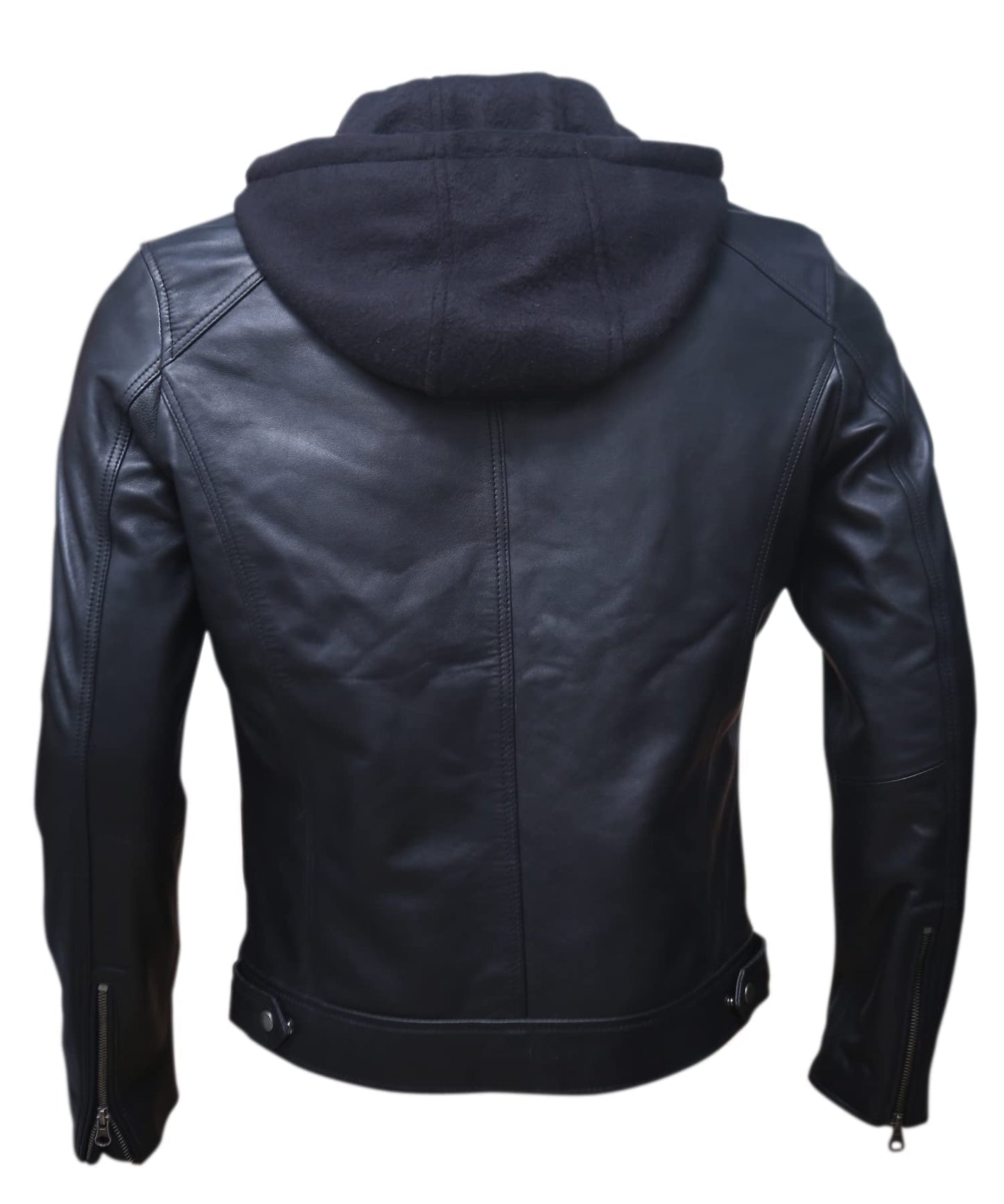 Men’s Genuine Lambskin Motorcycle Leather Jacket Black | Distressed Brown Vintage Biker Leather Jackets For Men (Large, Black)