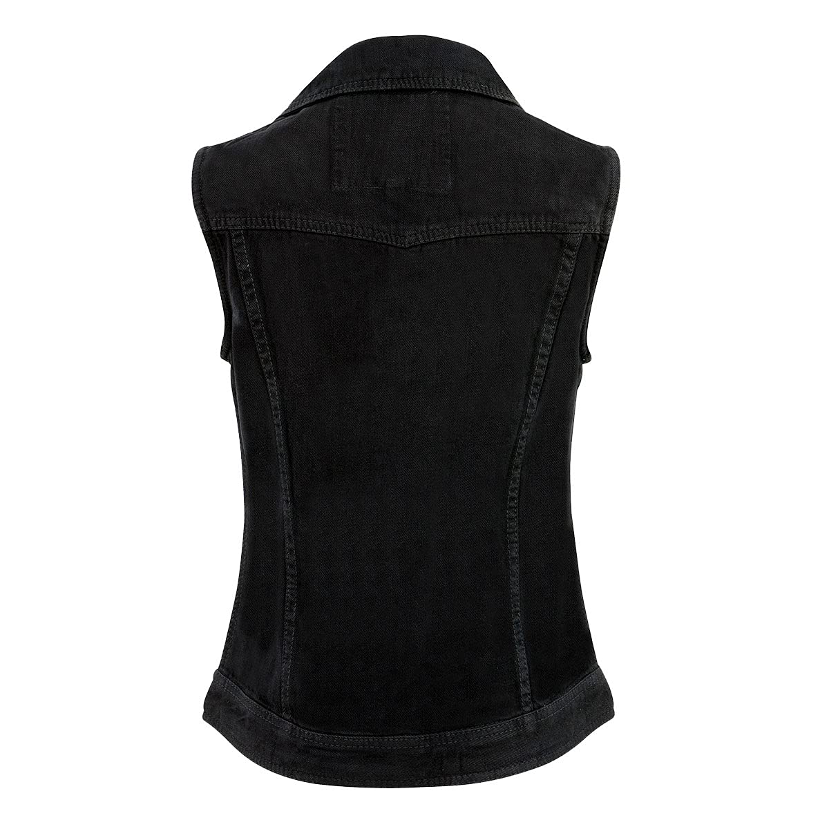 Milwaukee Leather MDL4030 Women's Black Denim Zipper Front Motorcycle Vest with Studded Spikes - Medium