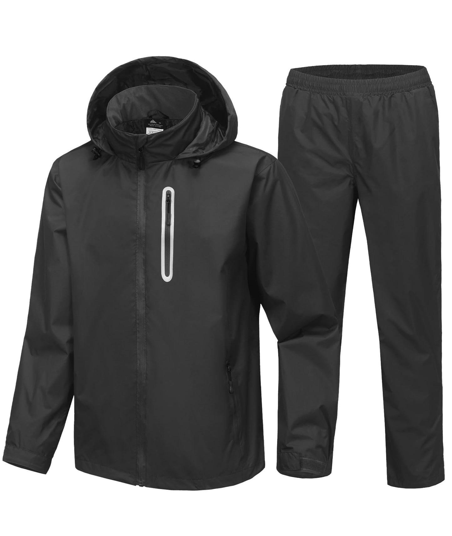 SWISSWELL Men's Waterproof Golf Rain Suit Rain Gear Jacket and Pants Fishing Lightweight Hooded Raincoat Big and Tall S-5XL Black L