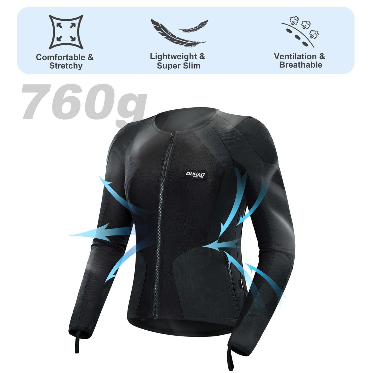 DUHAN Womens Motorcycle Riding Jacket Summer Mesh Motorcycle Shirt for All Seasons Powersports with CE Level 2 Armor