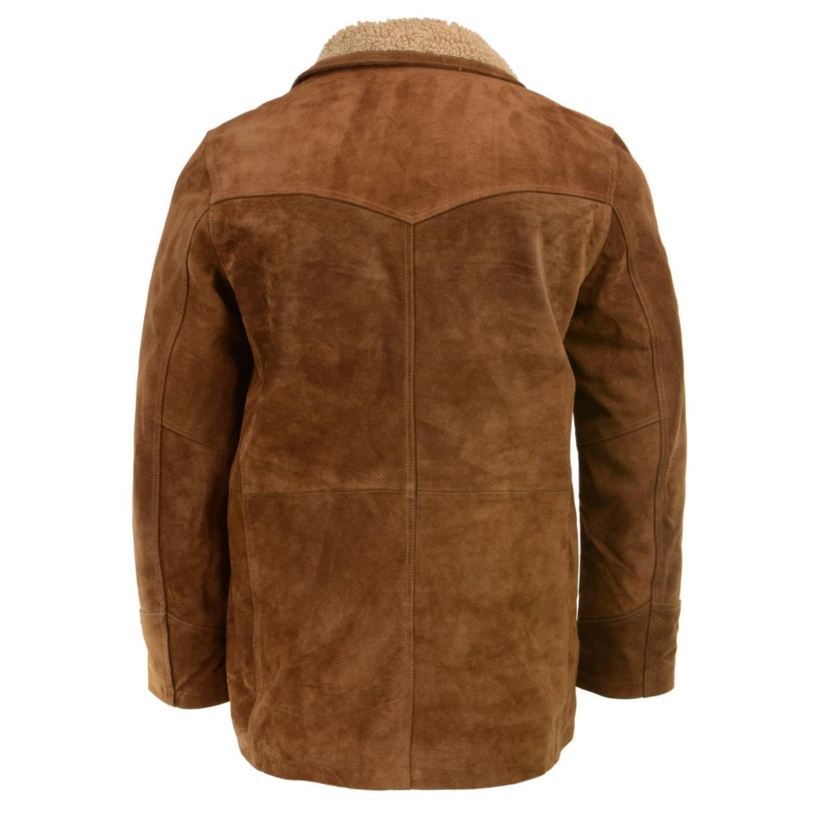 Milwaukee Leather Vintage SFM1819 Men's Western Style Long Brown Suede Leather Fashion Coat Jacket - Small
