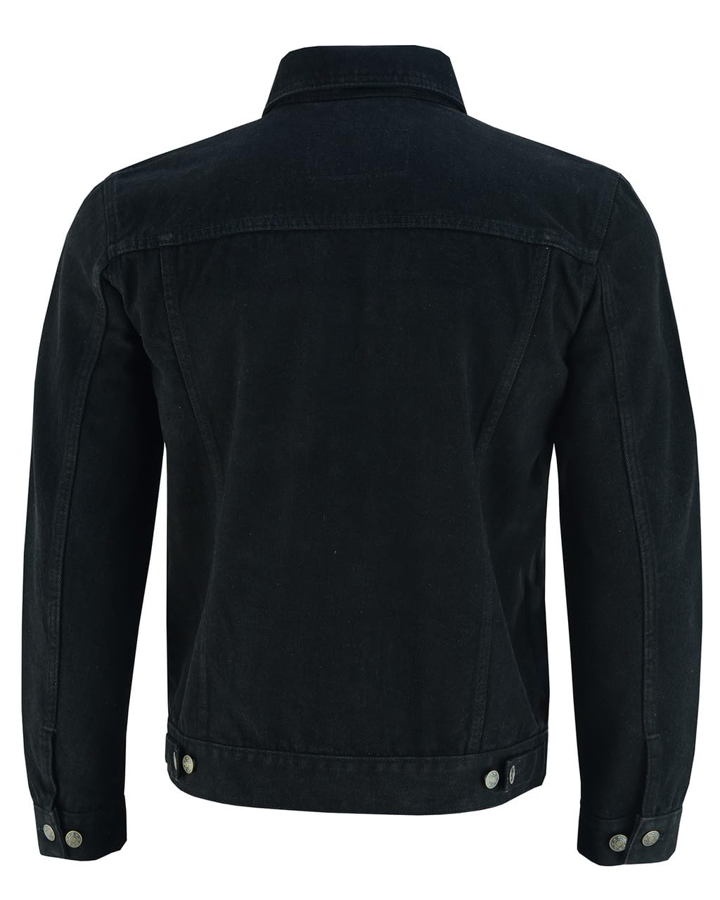 Vance VB510BK Men's Black Heavy Duty Trucker Denim Button Front Motorcycle Jacket (Black, XL)