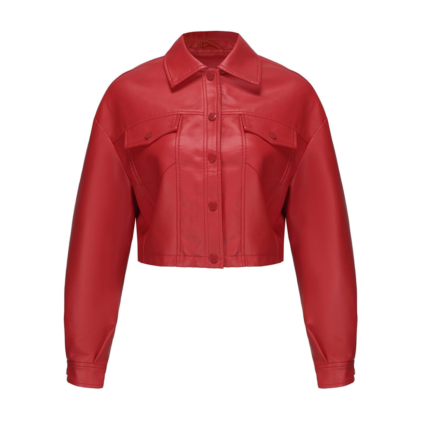 CHIGUO Women Faux Leather Cropped Jacket Trendy Moto Biker Short Jacket Fashion PU Coat Party Jacket