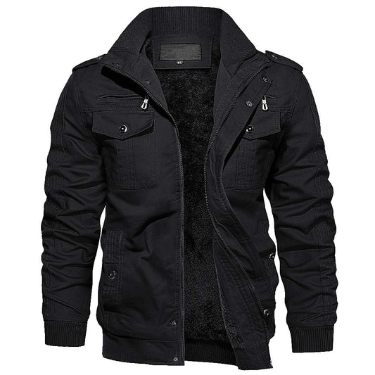 EKLENTSON Mens Winter Jacket with Multi Pockets Fleece Lined Military Coat