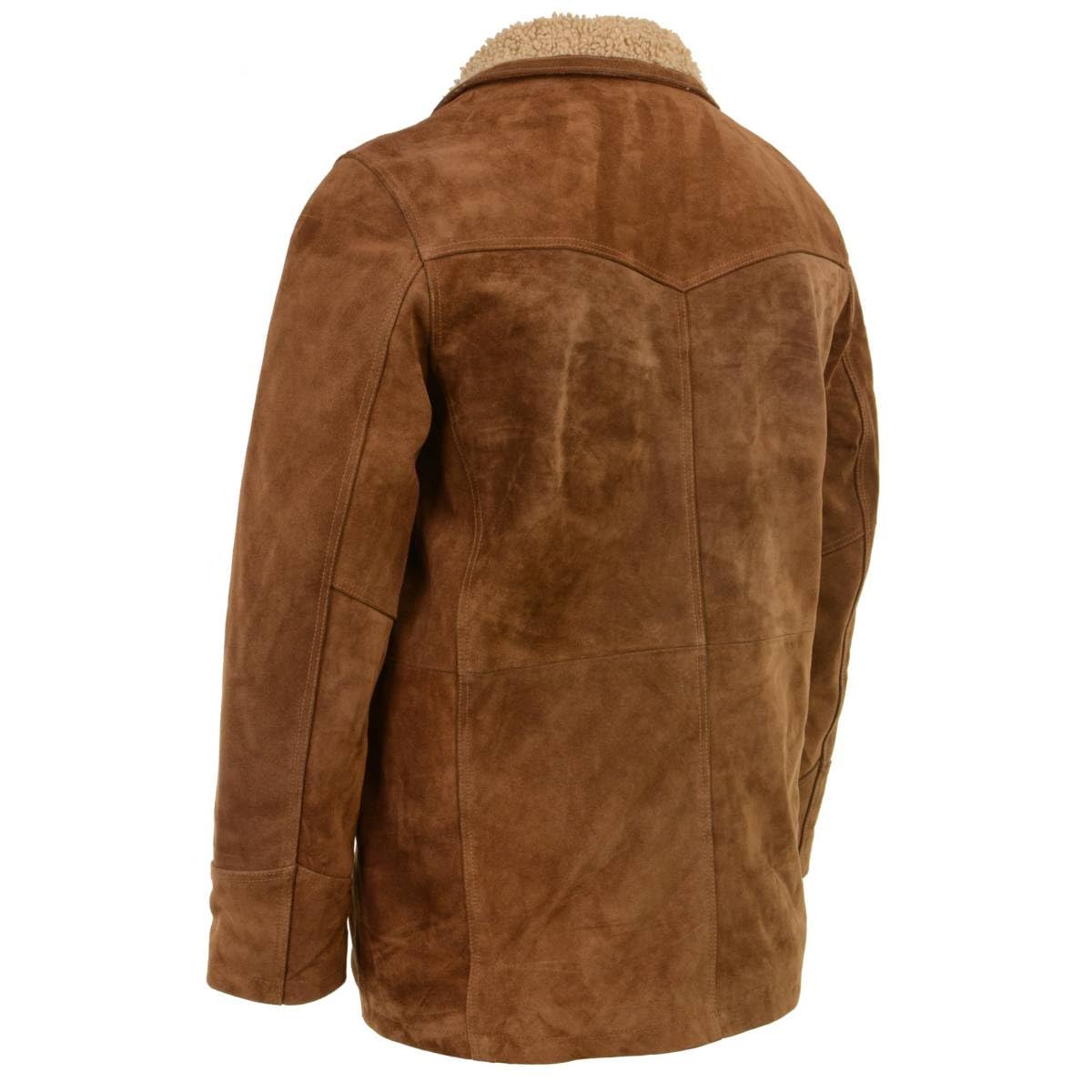 Milwaukee Leather Vintage SFM1819 Men's Western Style Long Brown Suede Leather Fashion Coat Jacket - Small