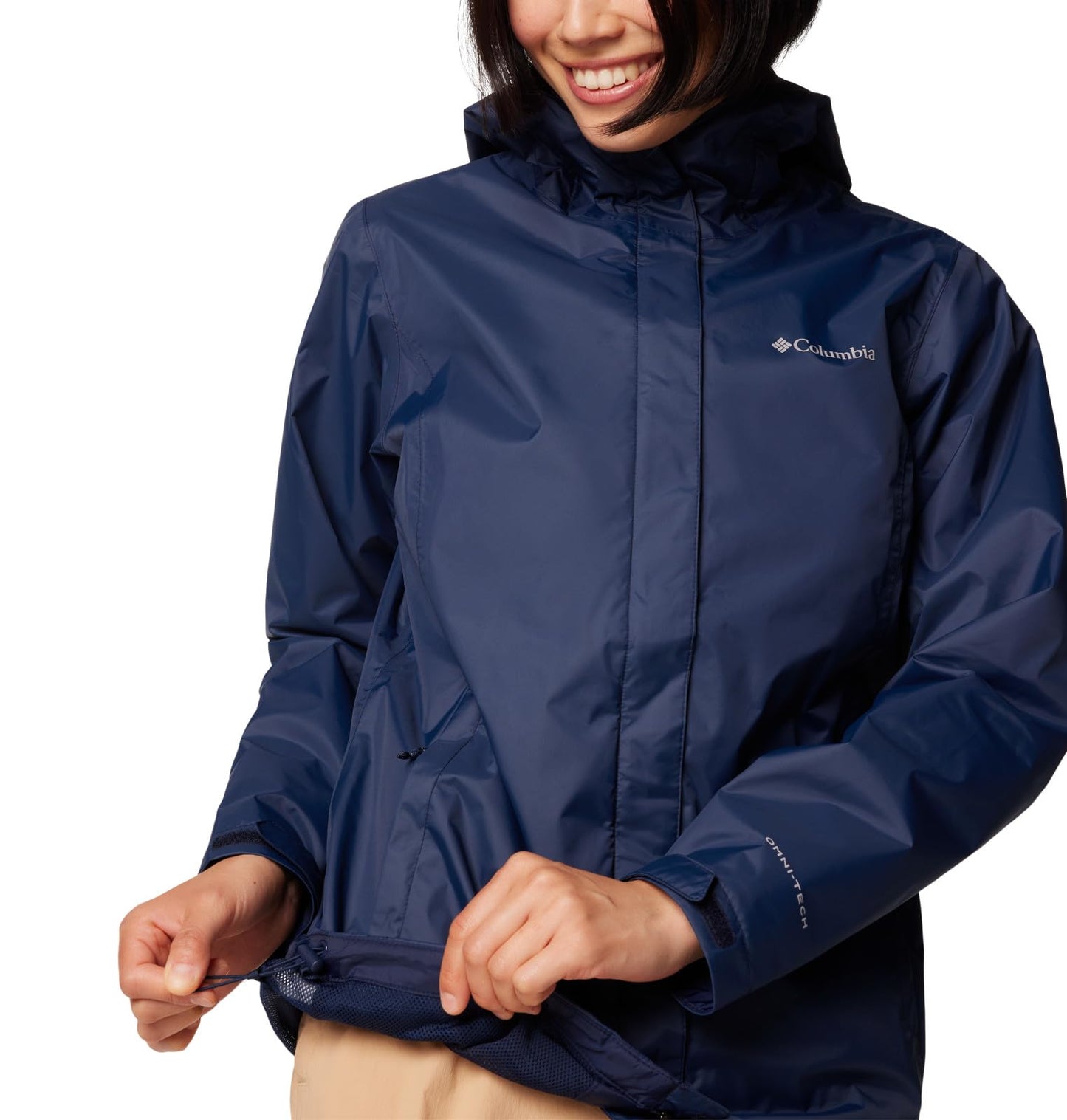 Columbia Womens Arcadia II Waterproof Rain Jacket, Collegiate Navy, Medium