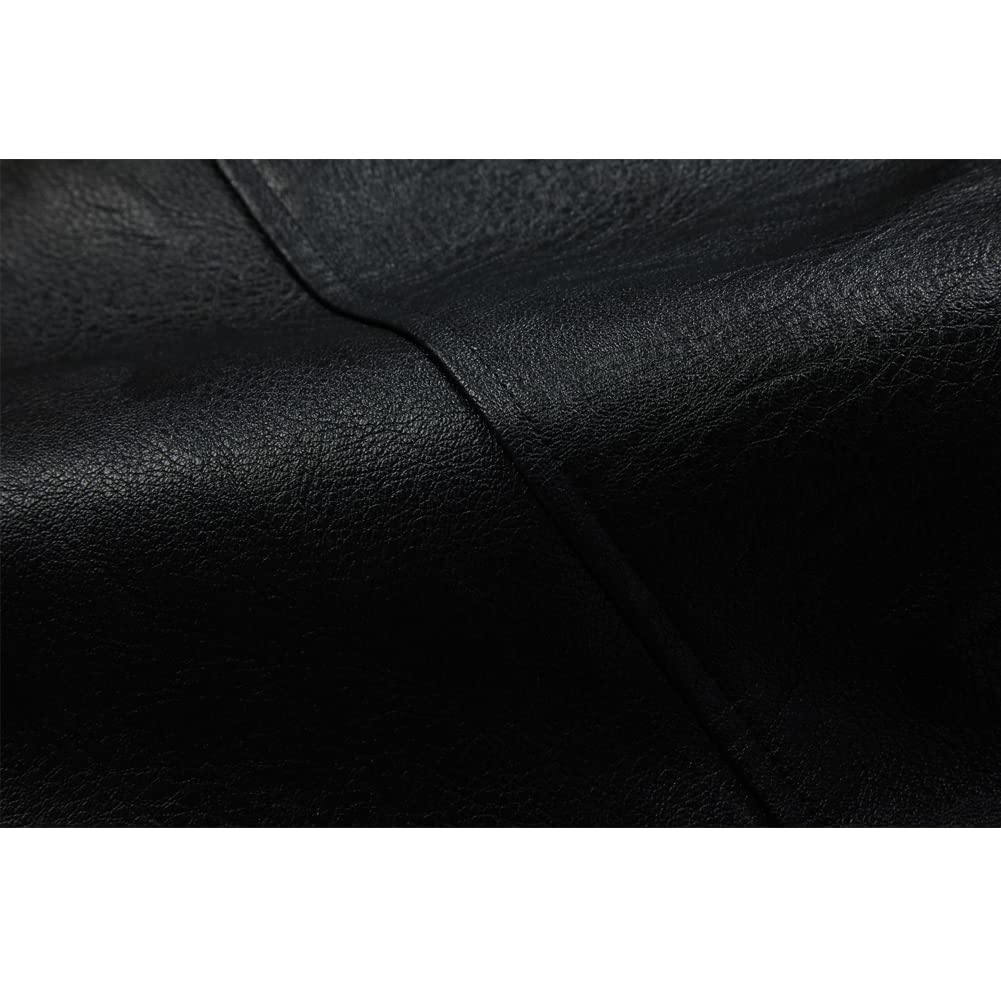 ZNZHKR Men's 70s PU Leather Trench Coat Long German Style Punk Motorcycle Jacket Black Fuxs Leather Zipper Coat (S, Black)