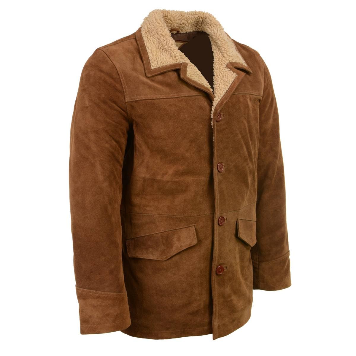 Milwaukee Leather Vintage SFM1819 Men's Western Style Long Brown Suede Leather Fashion Coat Jacket - Small